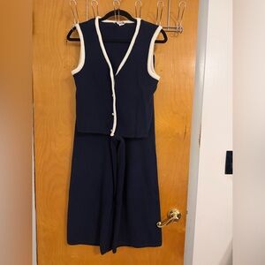 Elegant Navy and White shirt with pant.